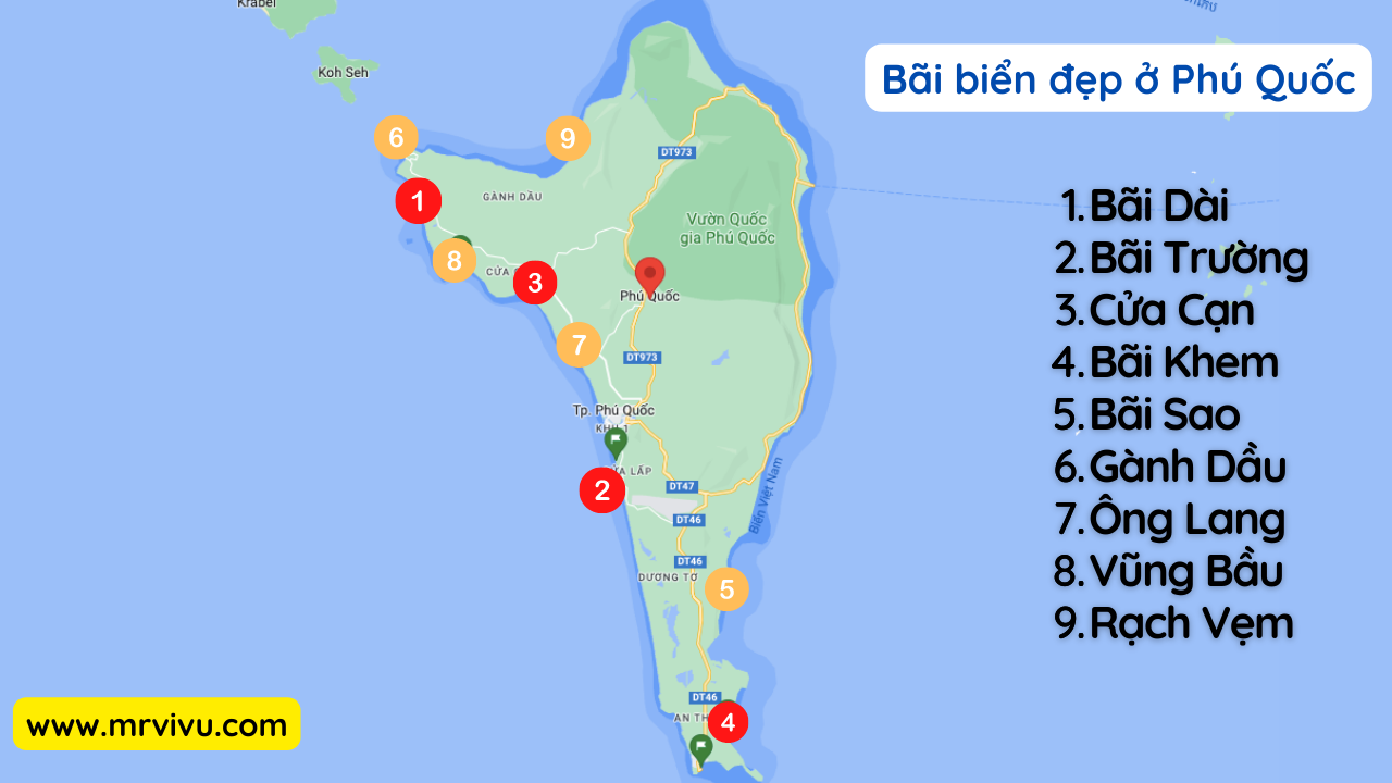 Bản đồ du lịch Phú Quốc mới nhất